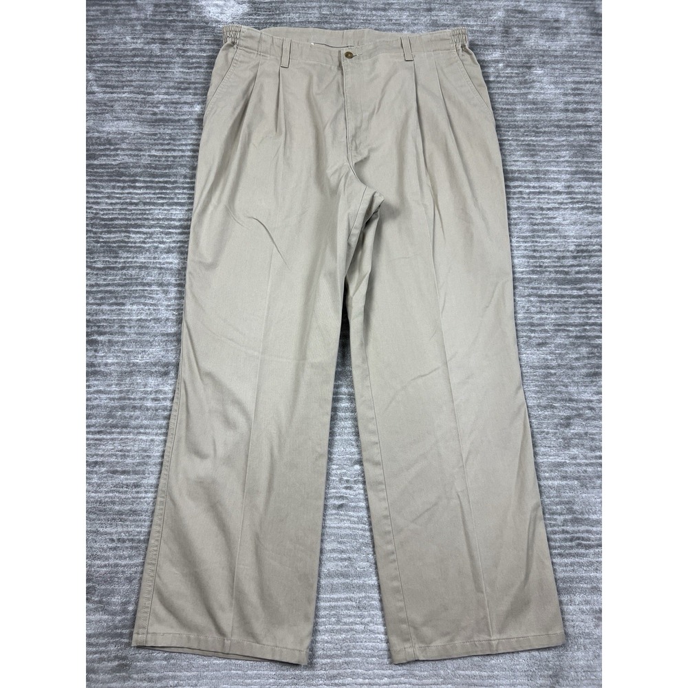 Towncraft Pants Mens 36x32 Beige Stretch Waist Cotton Blend Straight‎ Leg